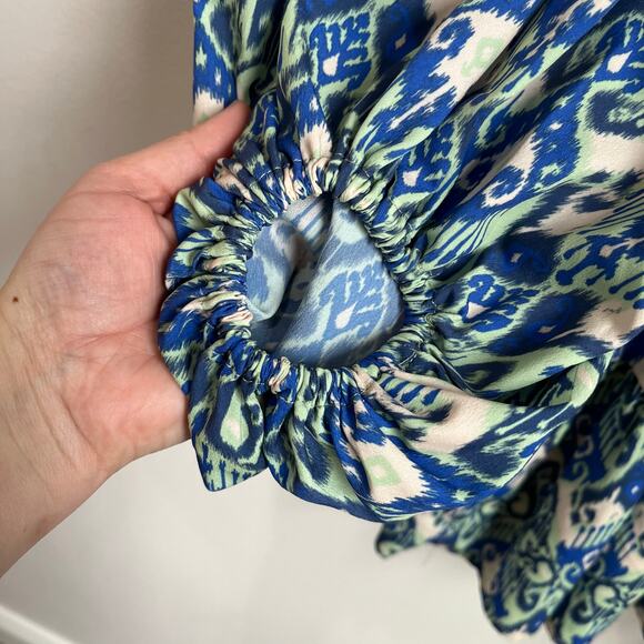 Georgie Long Sleeve Ballon Sleeve Front Tie Boho Mini Dress Size X-Small - Picture 7 of 11